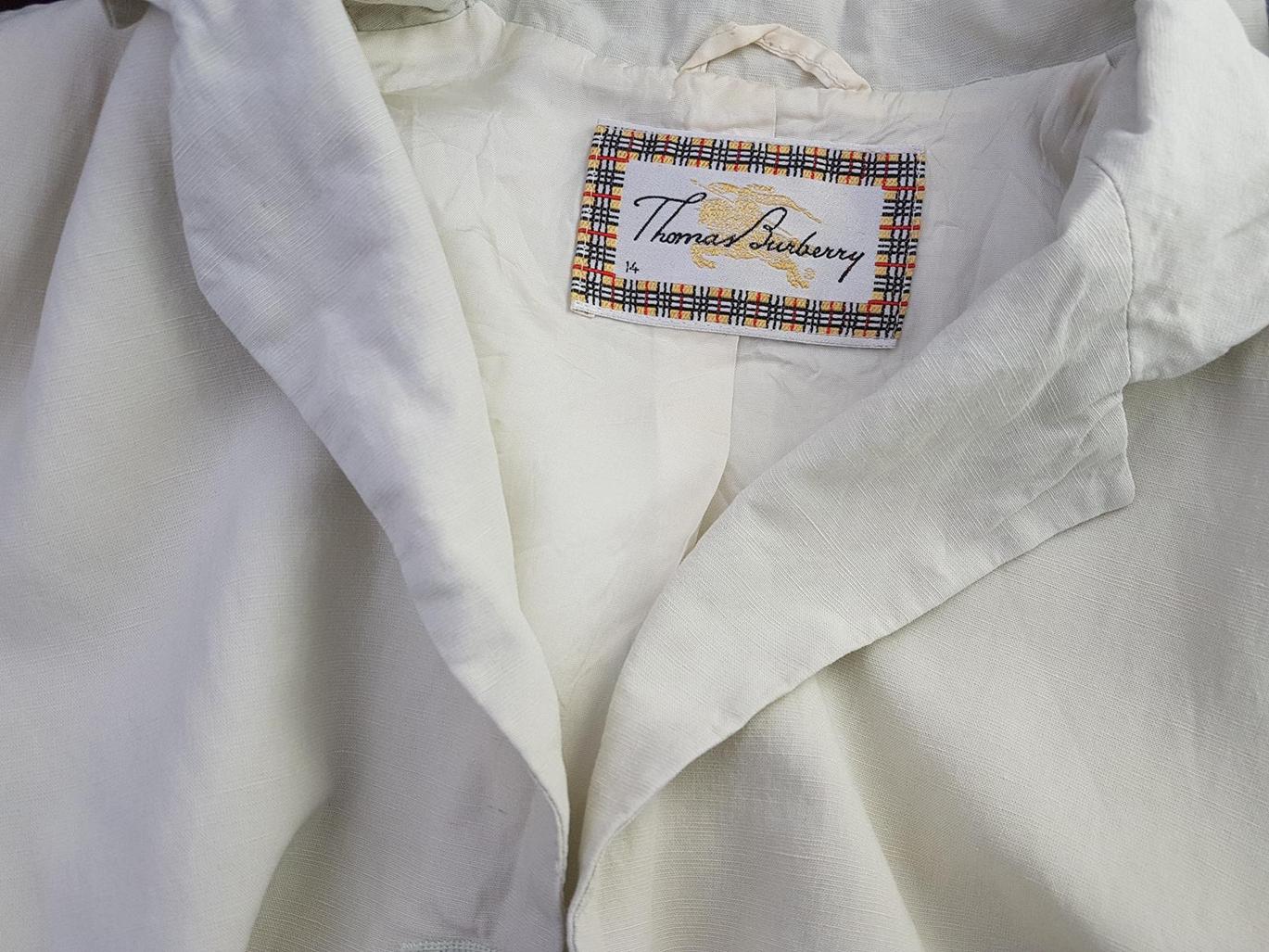 20190318_142356.jpg Thomas Burberry Rozmiar 14 (42) Kolor Beżowy Kołnierz Żakiet z zapięciem Długi rękaw Materiał Tencel