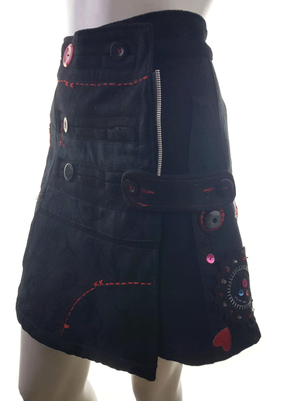 DESIGUAL Rozmiar 36 Kolor Czarny A-Line Spódnica Do Kolan Materiał Wiskoza