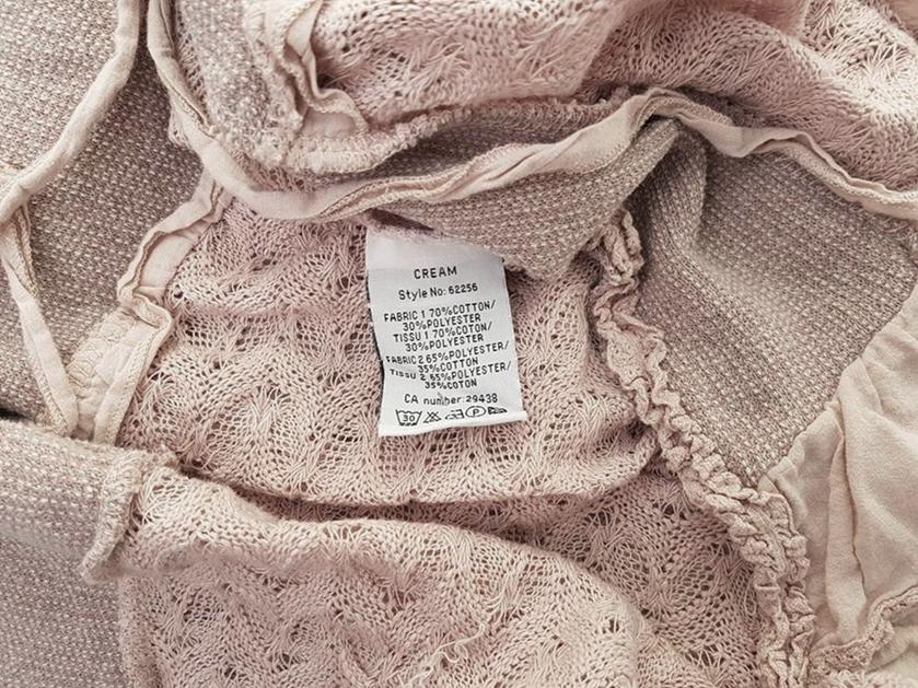 Cream Rozmiar L Kolor Różowy Kołnierz Długi Kardigan Płaszcz Wiązany Długi rękaw Materiał Bawełna Cienka dzianina
