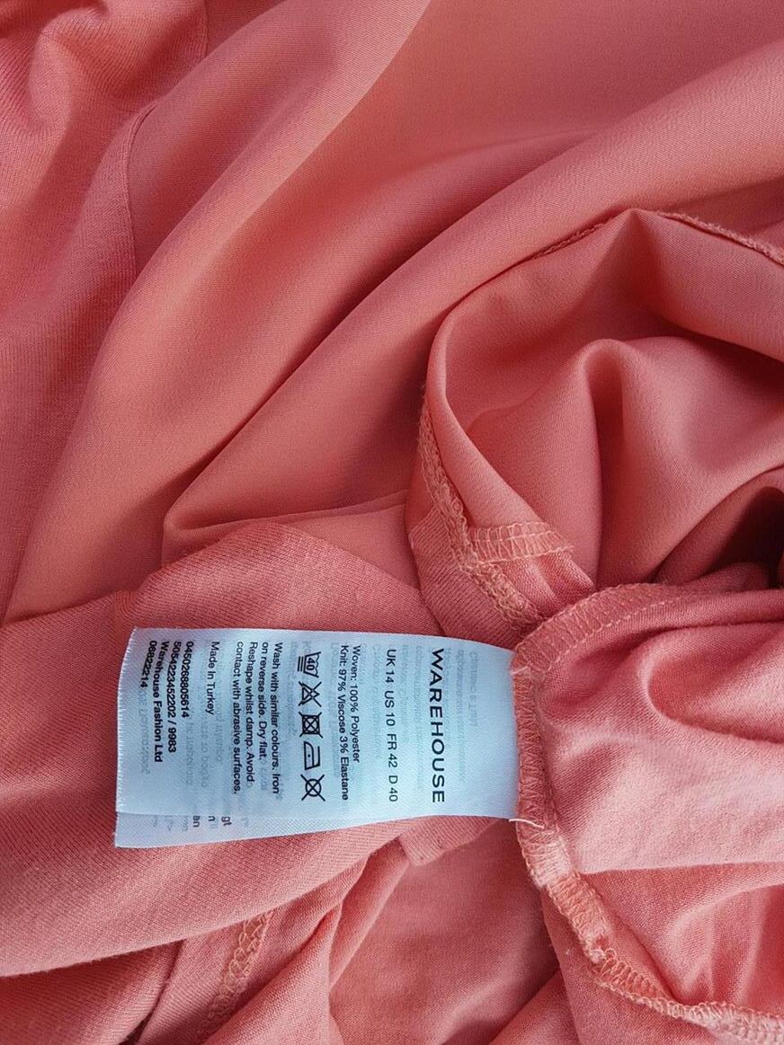 Warehouse Rozmiar 40 Kolor Różowy W łódkę Tunika Bluzka Krótki rękaw