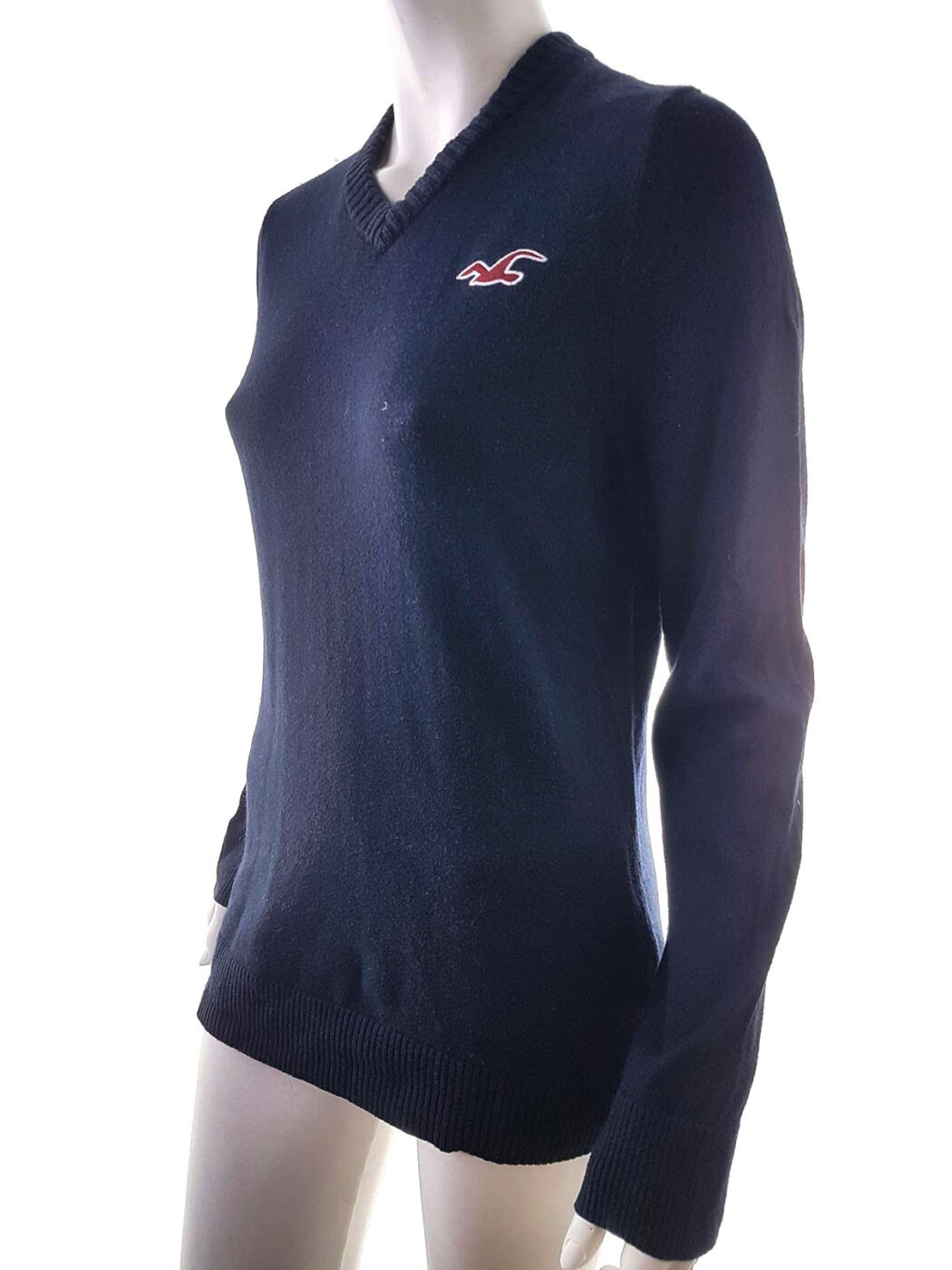 Hollister Rozmiar M Kolor Granatowy W serek Sweter Długi rękaw Materiał Bawełna Hollister Rozmiar M Kolor Granatowy W serek Sweter Długi rękaw Materiał Bawełna