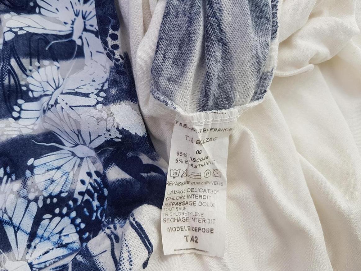 20190320_142727.jpg Made In France Rozmiar 8 (36) Kolor Kremowy W serek Bluzka Krótki rękaw Materiał Wiskoza