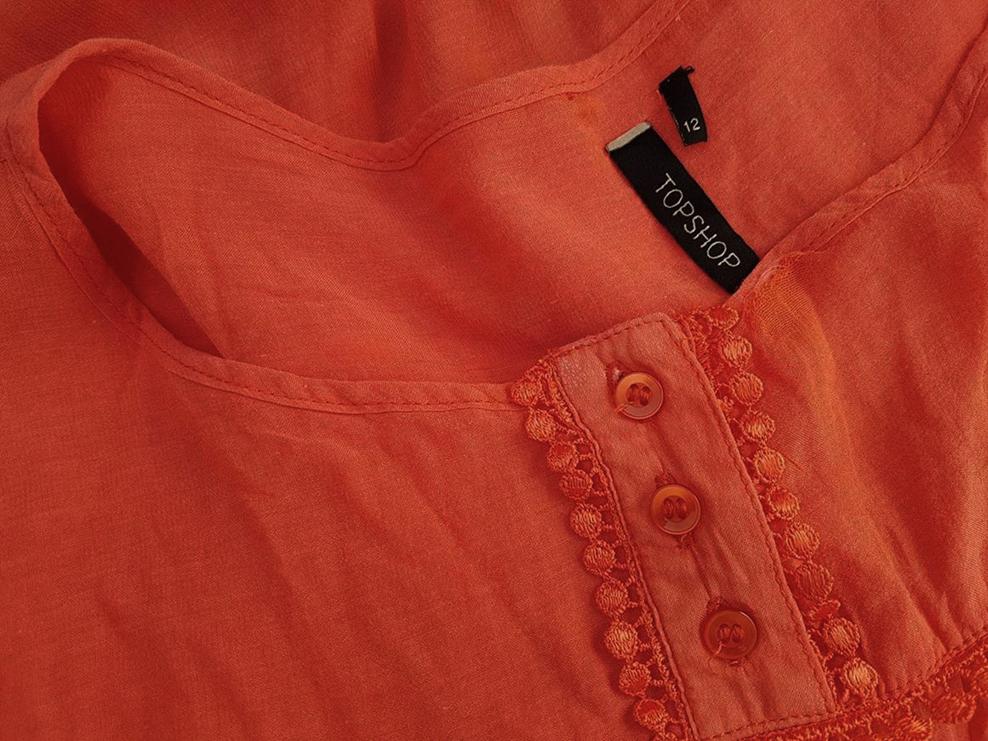 20190320_152004.jpg Topshop Rozmiar 12 (40) Kolor Pomarańczowy Okrągły dekolt Bluzka Krótki rękaw Materiał Wiskoza