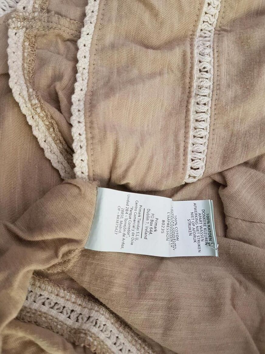 Denim Co. Rozmiar 40 Kolor Beżowy Okrągły dekolt Tunika Bluzka Krótki rękaw Materiał Bawełna 100%
