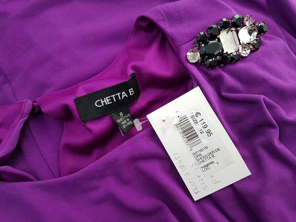 Chetta B Rozmiar 8 (36) Okrągły dekolt Sukienka Sheath Bezrękawnik Do Kolan