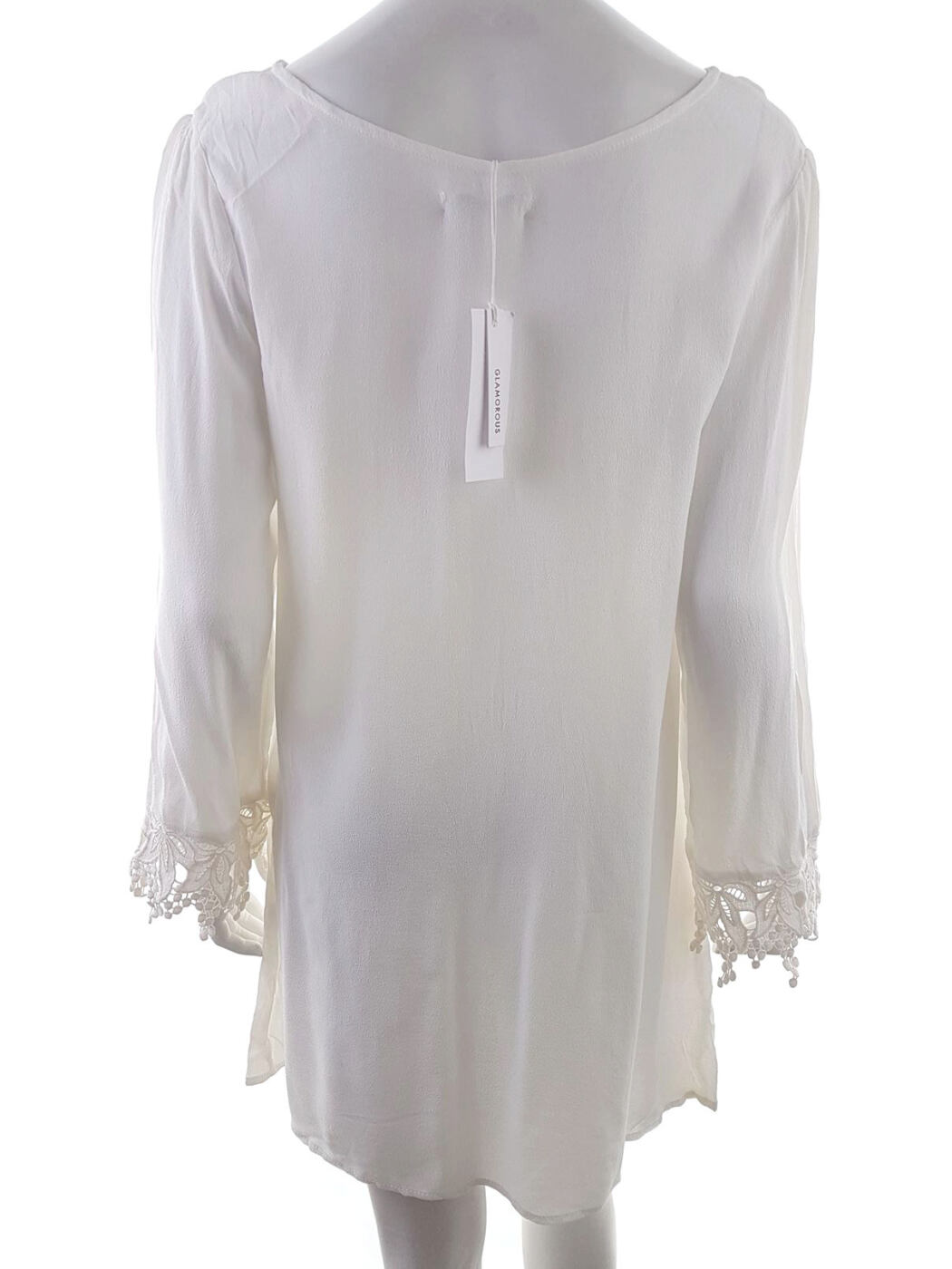 Glamorous Rozmiar M Kolor Kremowy Okrągły dekolt Sukienka Mini Długi rękaw Krótka Materiał Rayon Glamorous Rozmiar M Kolor Kremowy Okrągły dekolt Sukienka Mini Długi rękaw Krótka Materiał Rayon