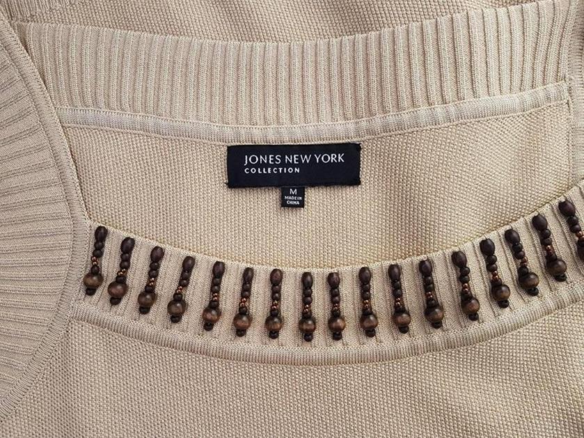 20190327_115916.jpg Jones New York Rozmiar M Kolor Beżowy Kwadratowy dekolt Sweter Bezrękawnik Materiał Rayon