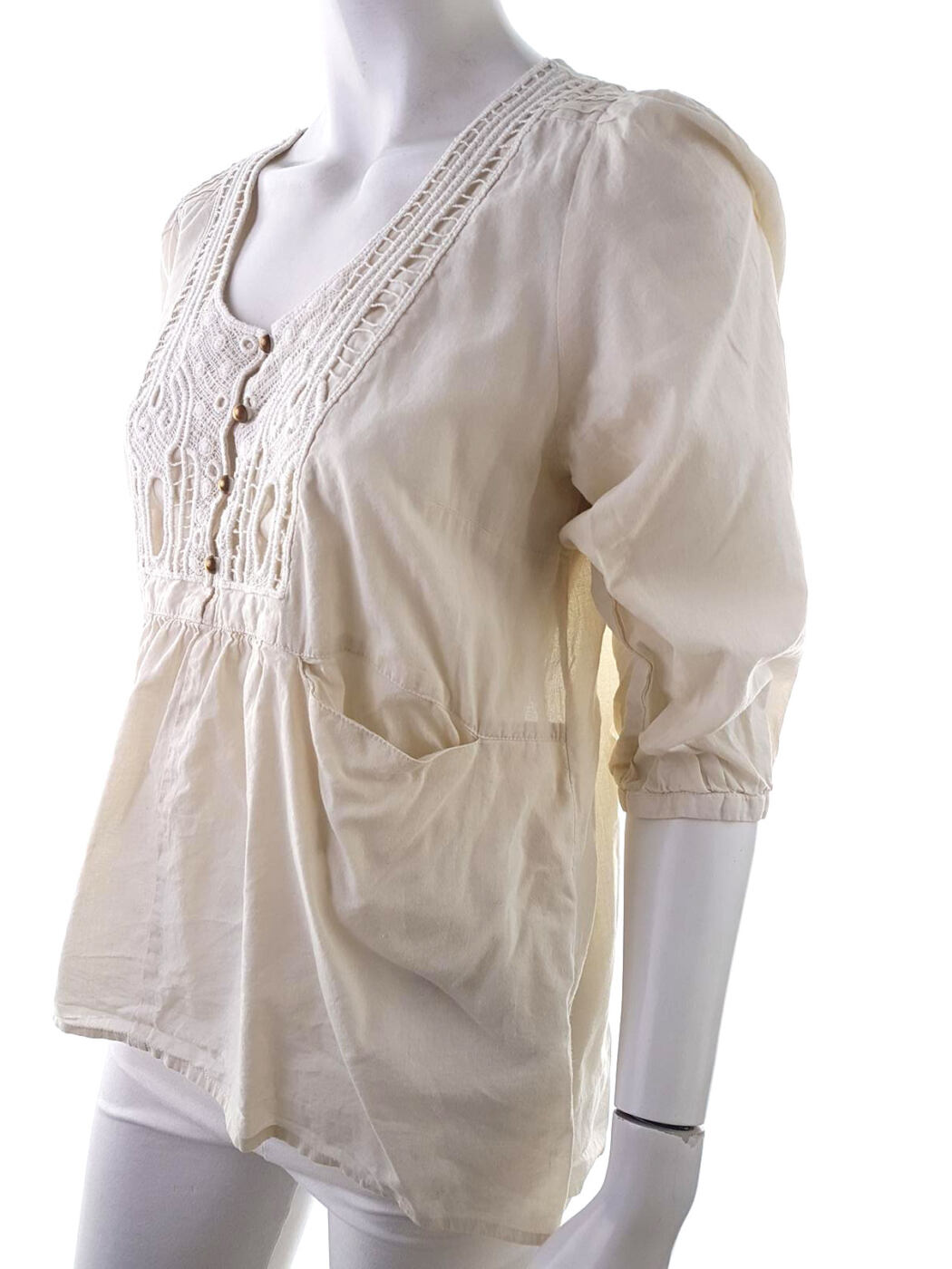 20190328_121013.jpg 365 sunshine Rozmiar 42 Kolor Beżowy Okrągły dekolt Bluzka Peplum Rękaw 3/4 Materiał Bawełna 100%