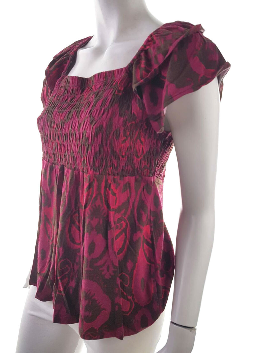 20190328_125810.jpg Tommy hilfiger Rozmiar M Kolor Różowy Paisley Kwadratowy dekolt Bluzka Peplum Krótki rękaw Materiał Bawełna