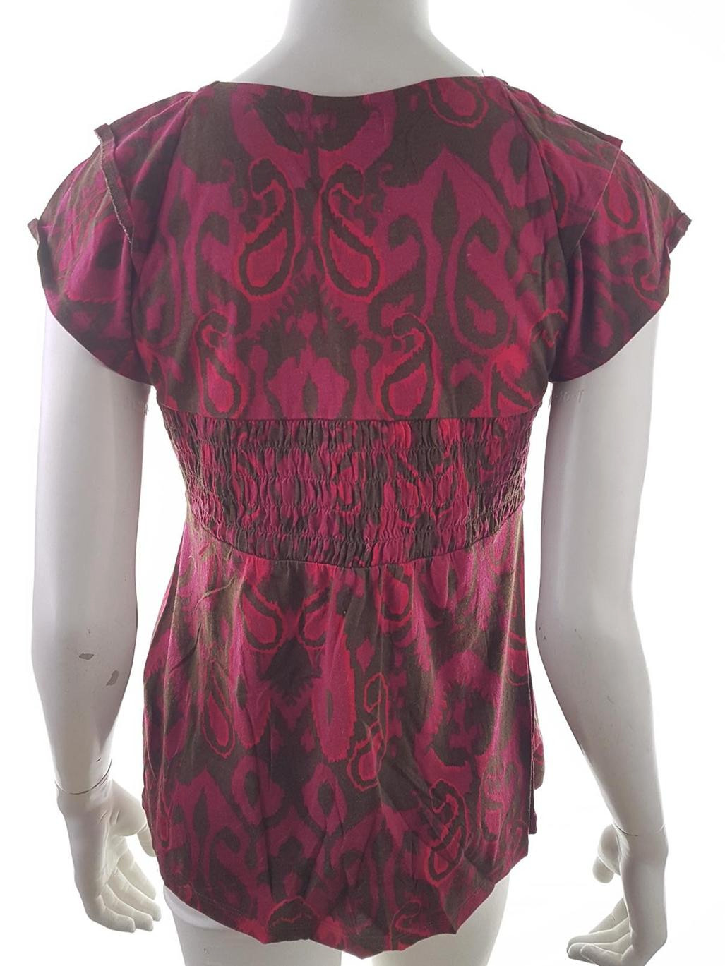 20190328_125823.jpg Tommy hilfiger Rozmiar M Kolor Różowy Paisley Kwadratowy dekolt Bluzka Peplum Krótki rękaw Materiał Bawełna