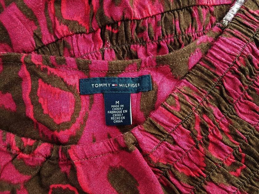 20190328_125835.jpg Tommy hilfiger Rozmiar M Kolor Różowy Paisley Kwadratowy dekolt Bluzka Peplum Krótki rękaw Materiał Bawełna