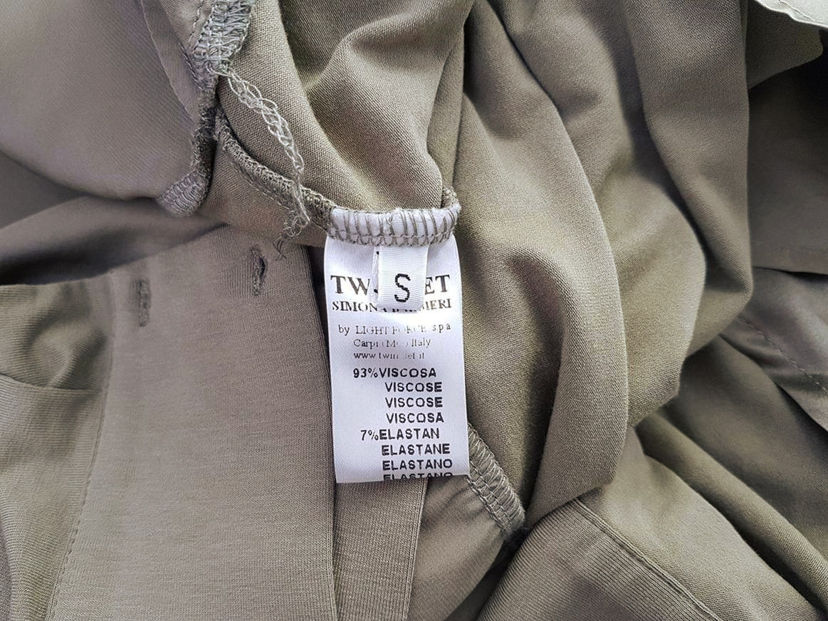 Twin set Simona Barbieri Rozmiar S Split Crew Neck Sukienka Koszulowa Długi rękaw Do Kolan