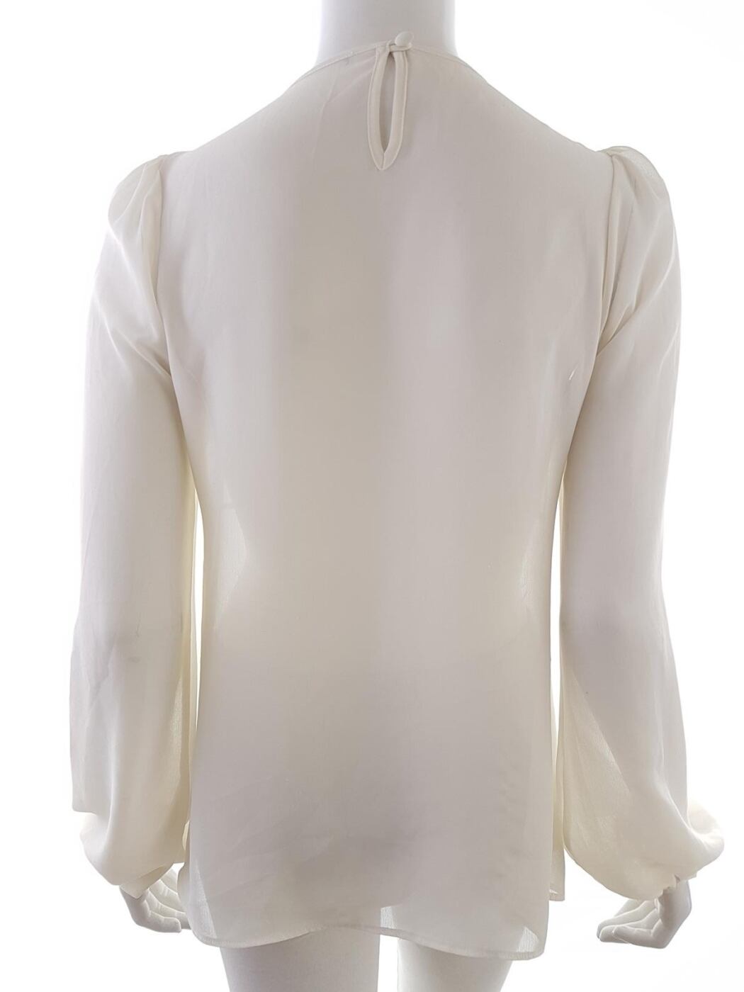 Vintage Rozmiar S Keyhole Crew Neck Tunika Bluzka Długi rękaw