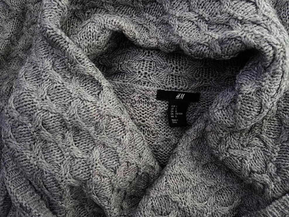 Rozmiar L Drapowany dekolt Sukienka Sweterkowa Długi rękaw Do Kolan Rozmiar L Drapowany dekolt Sukienka Sweterkowa Długi rękaw Do Kolan