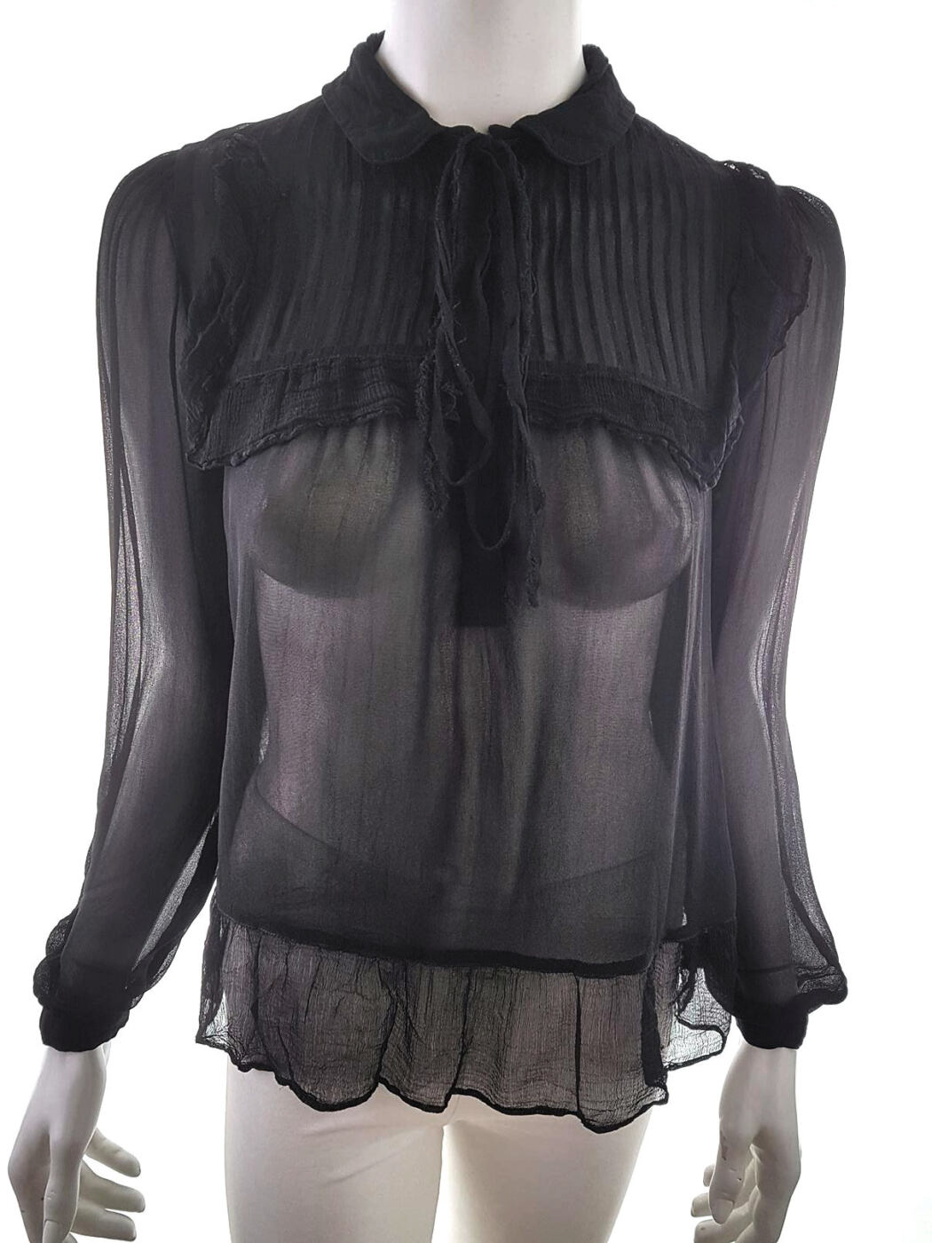 Topshop Rozmiar 36 Kołnierz Bluzka Popover Guziki Długi rękaw