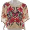 Apricot Rozmiar S/M Split Crew Neck Bluzka Krótki rękaw