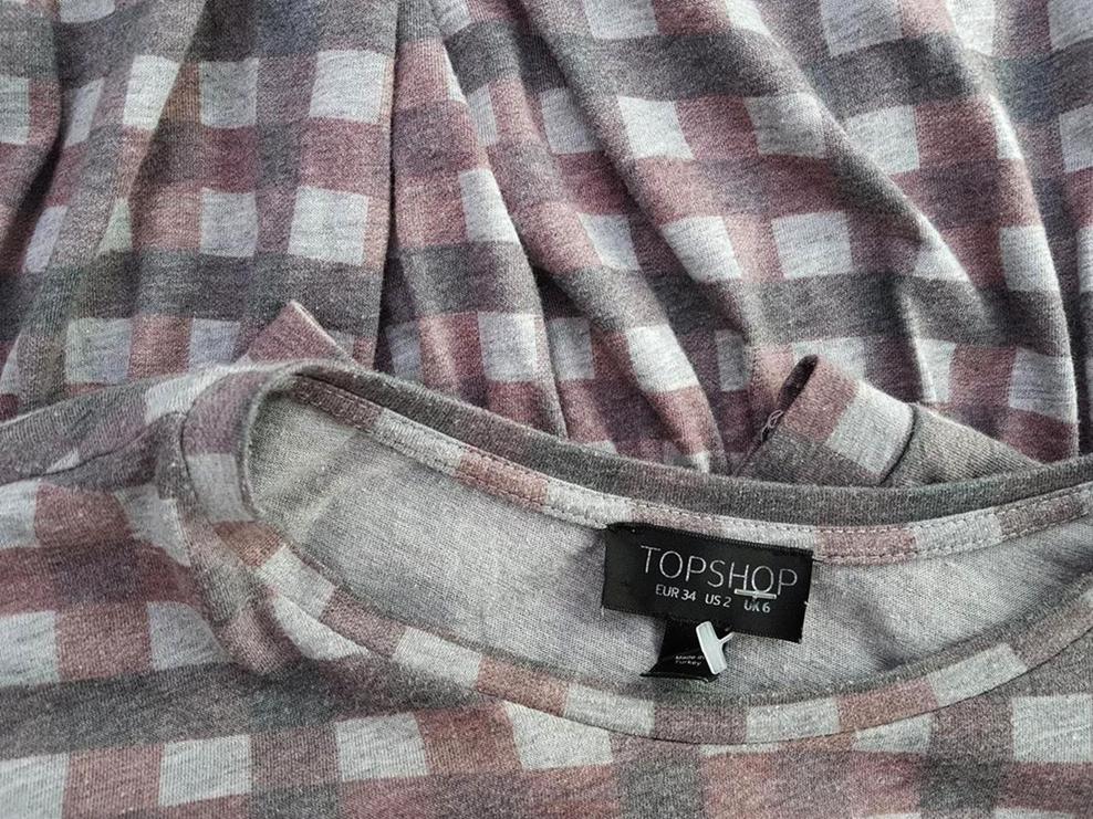 Topshop Rozmiar 34 Krata Crew Neck Sukienka Sweterkowa Rękaw 3/4 Krótka Topshop Rozmiar 34 Krata Crew Neck Sukienka Sweterkowa Rękaw 3/4 Krótka