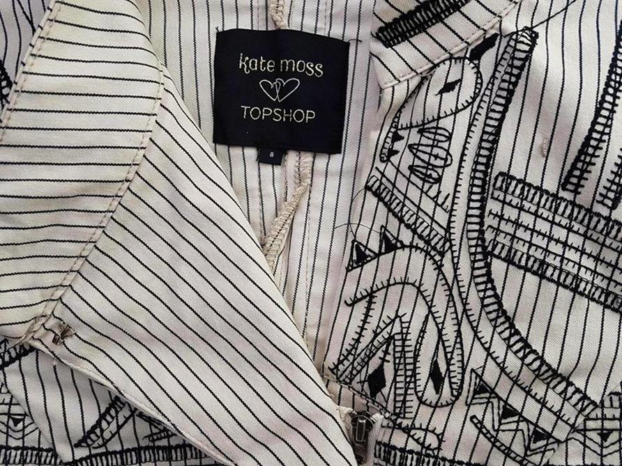 Kate Moss topshop Rozmiar 8 (36) Pasy Kołnierz Żakiet na suwak Rękaw 3/4