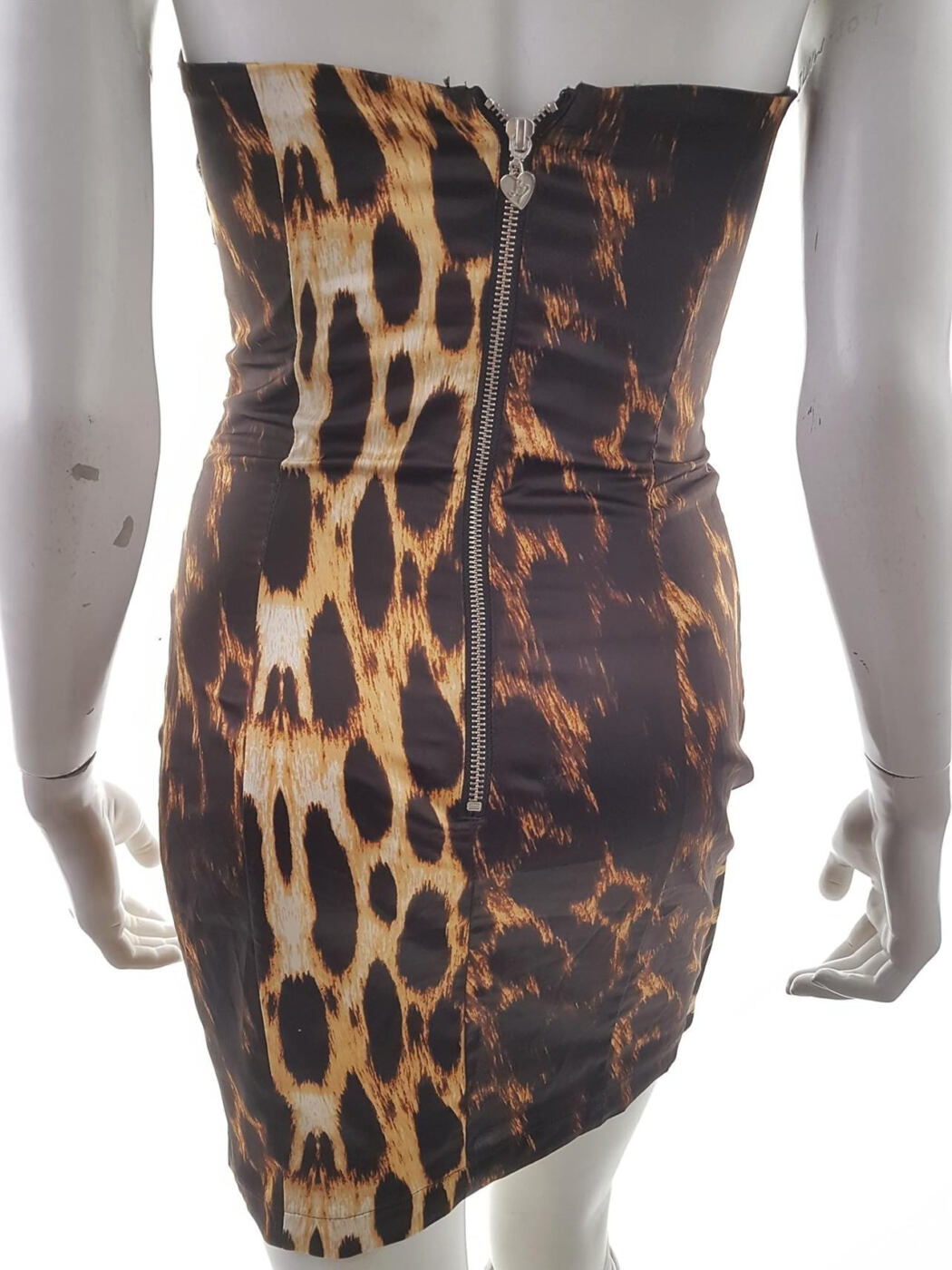 Lipsy Rozmiar 8 (36) Panterka Dekolt Serce Sukienka Bodycon Bezrękawnik Krótka