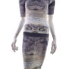 River island Rozmiar 34 Kolor Szary Okrągły dekolt Sukienka Bodycon Krótki rękaw Midi