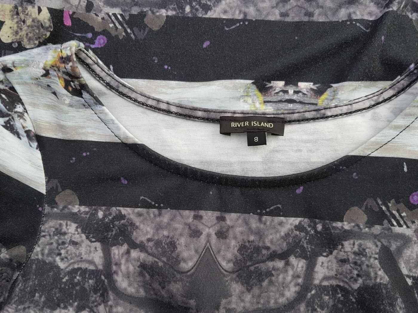 River island Rozmiar 34 Kolor Szary Okrągły dekolt Sukienka Bodycon Krótki rękaw Midi