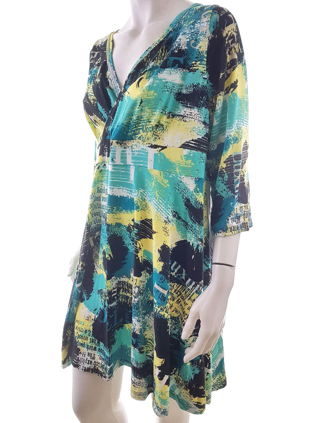 Vintage Rozmiar L Kolor Czarny W serek Sukienka Prostokątna Rękaw 3/4 Do Kolan Vintage Rozmiar L Kolor Czarny W serek Sukienka Prostokątna Rękaw 3/4 Do Kolan