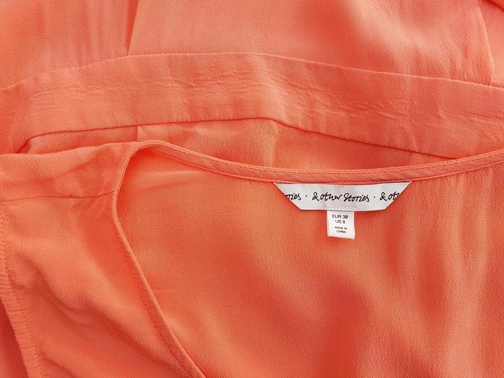 Other stories Rozmiar 38 Kolor Pomarańczowy W serek Sukienka Sheath Bezrękawnik Midi Materiał Wiskoza Other stories Rozmiar 38 Kolor Pomarańczowy W serek Sukienka Sheath Bezrękawnik Midi Materiał Wiskoza