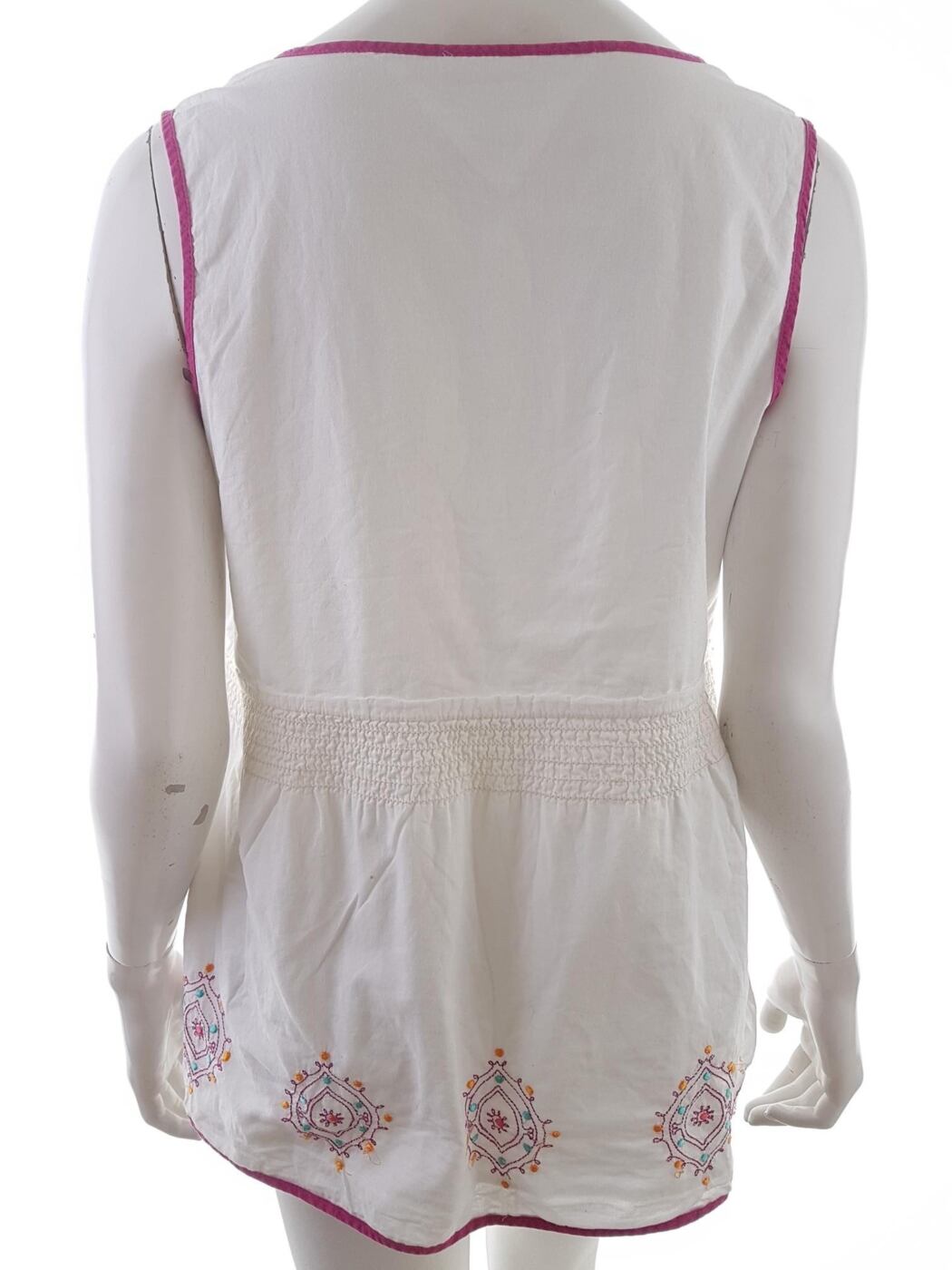 20190531_132255.jpg Tommy hilfiger Rozmiar 40 Kolor Biały W serek Bluzka Peplum Bezrękawnik Materiał Bawełna