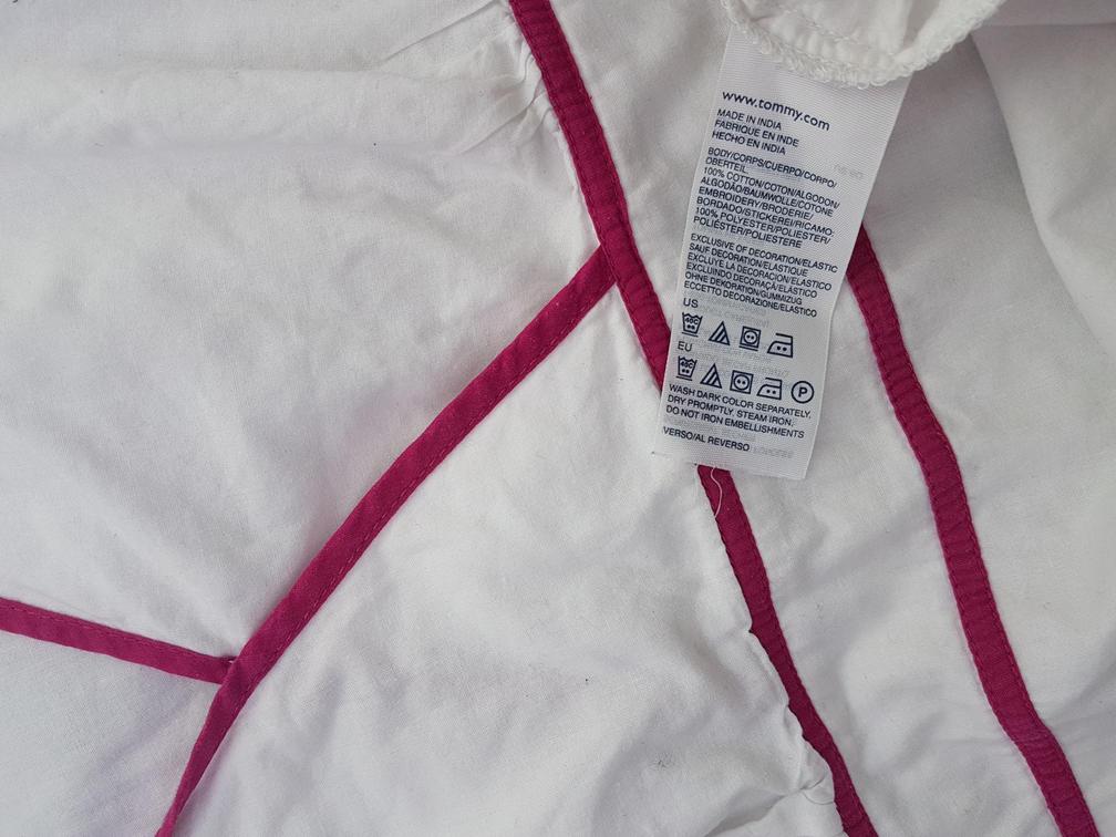 20190531_132338.jpg Tommy hilfiger Rozmiar 40 Kolor Biały W serek Bluzka Peplum Bezrękawnik Materiał Bawełna
