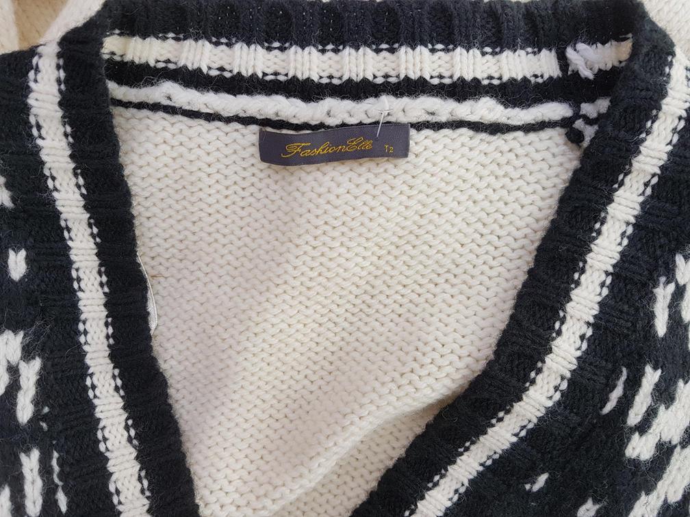 Fashion Elle Rozmiar M Kolor Kremowy Fair Isle W serek Długi Zapinany Kardigan Długi rękaw Materiał Akryl Fashion Elle Rozmiar M Kolor Kremowy Fair Isle W serek Długi Zapinany Kardigan Długi rękaw Materiał Akryl