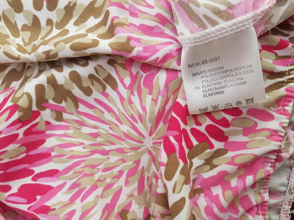 Amalia Rozmiar L Kolor Różowy Geometryczny Crew Neck Bluzka Krótki rękaw