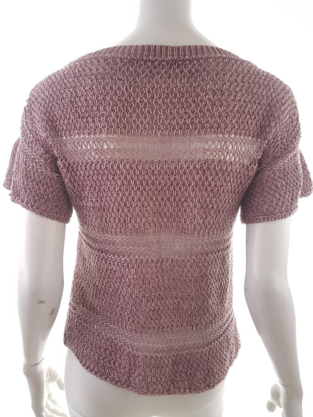 20190604_152829.jpg Ralph Lauren Rozmiar M Kolor Fioletowy W łódkę Bluzka z dzianiny Krótki rękaw Materiał Len