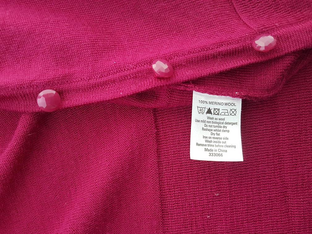 20190605_125506.jpg Monsoon Rozmiar 36 Kolor Fioletowy Split Crew Neck Kardigan Zapinany Długi rękaw Materiał Wełna Merino