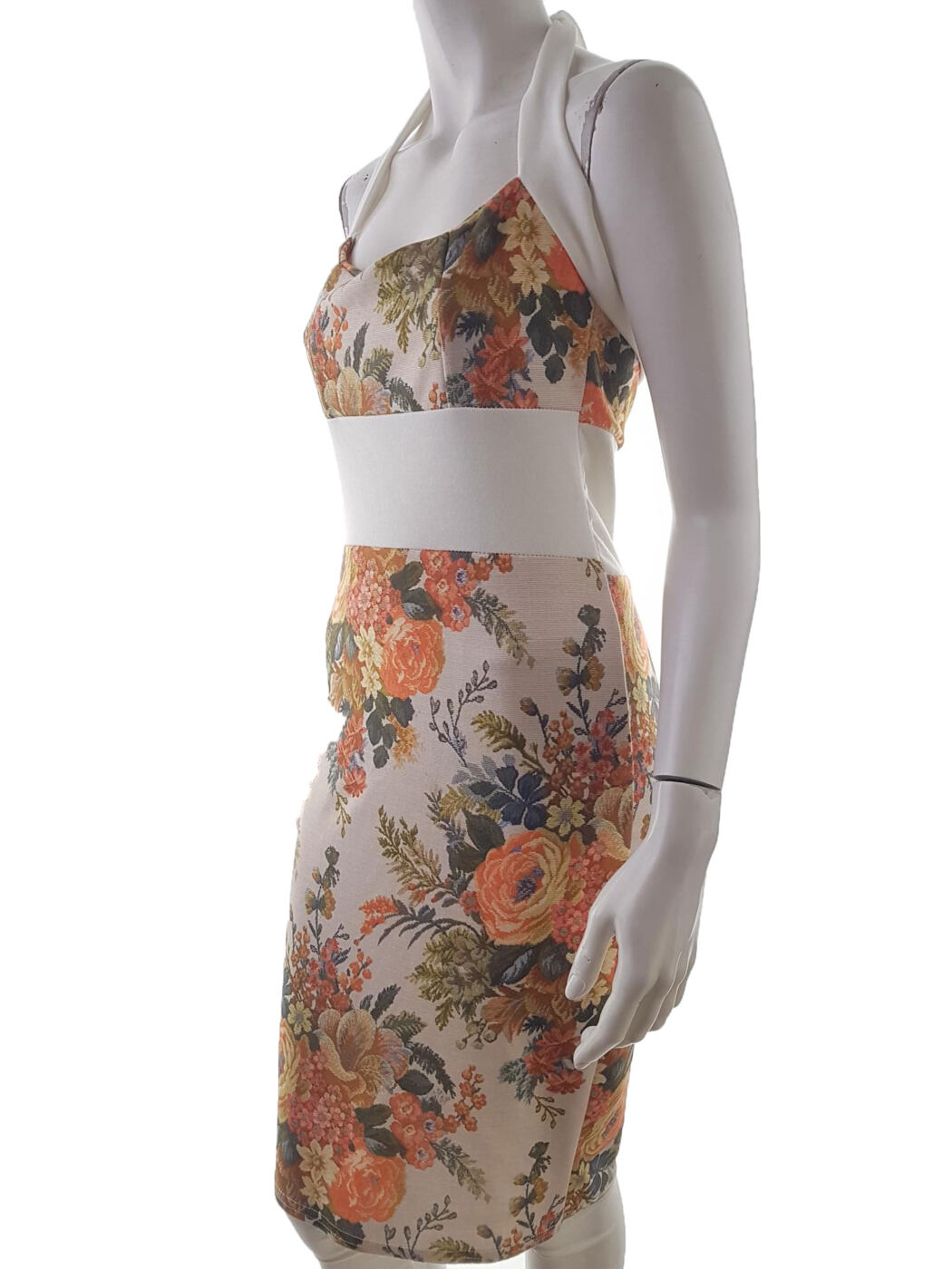 Cherry Couture Rozmiar M/L Kolor Beżowy Halter Sukienka Letnia Bezrękawnik Do Kolan