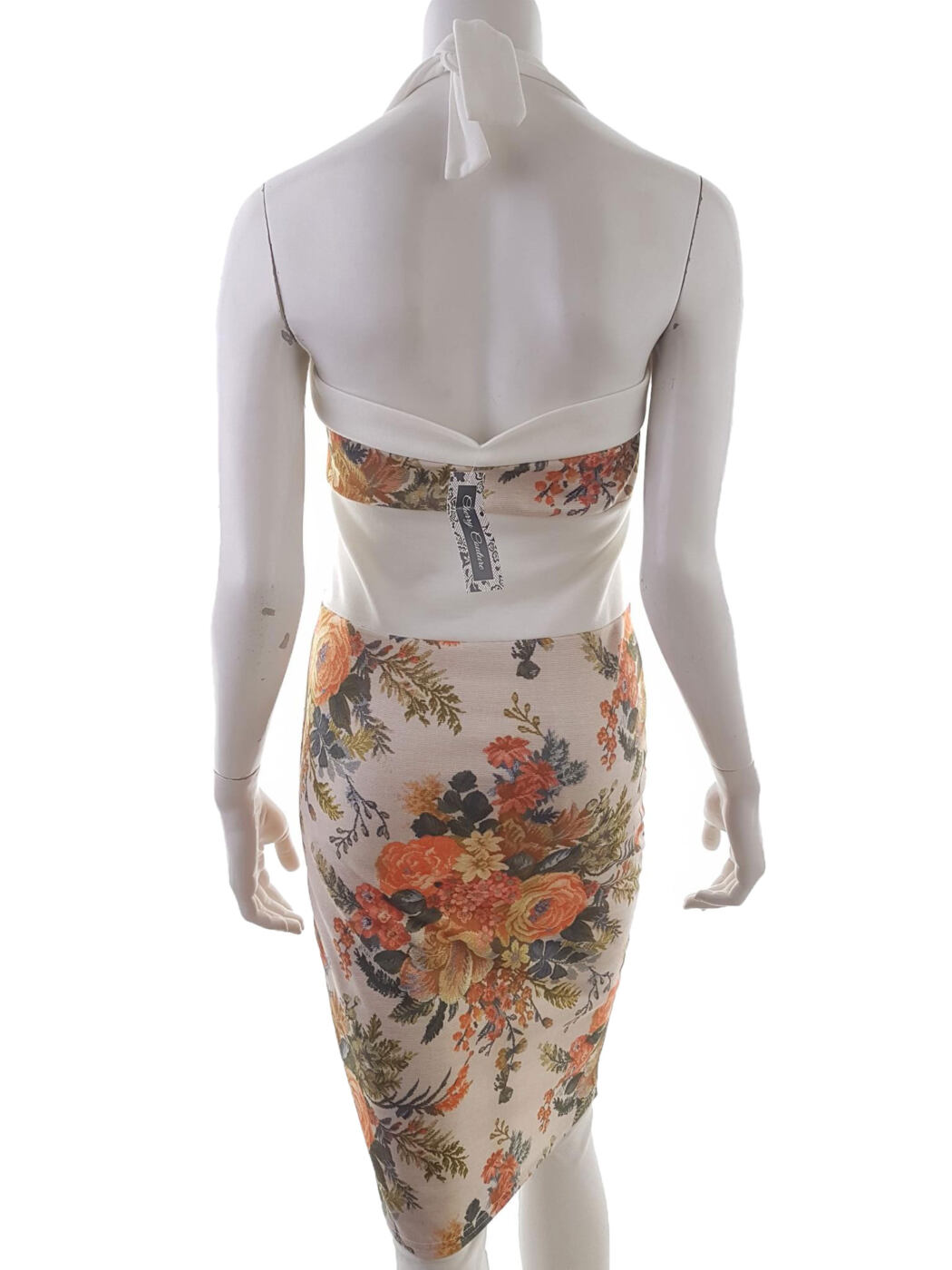 Cherry Couture Rozmiar M/L Kolor Beżowy Halter Sukienka Letnia Bezrękawnik Do Kolan