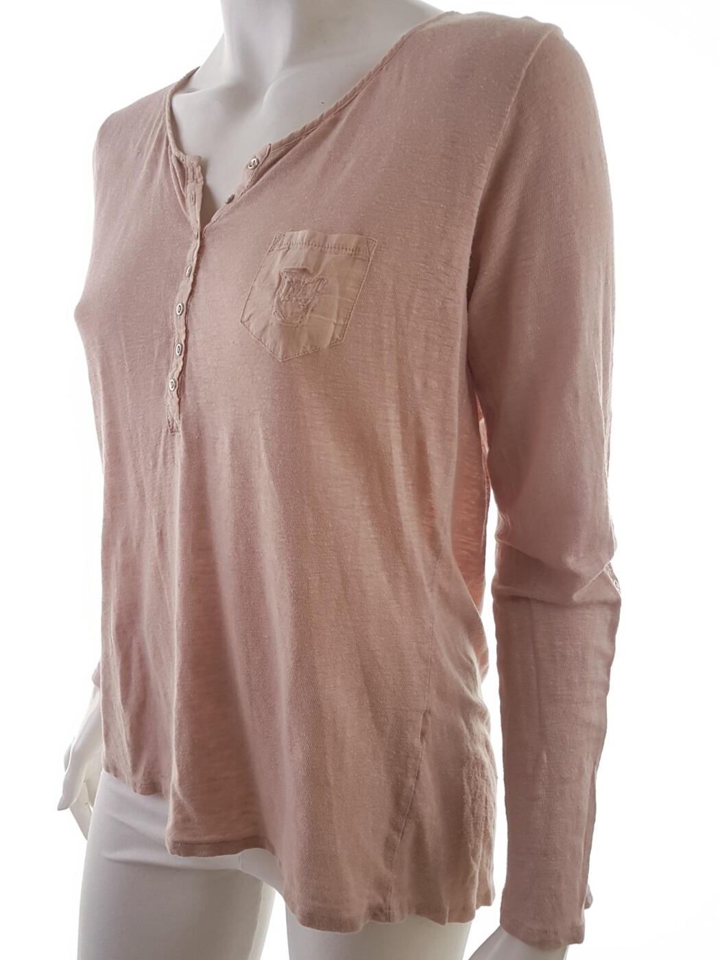 20190605_150801.jpg Massimo dutti Rozmiar L Kolor Pudrowy Róż W serek Bluzka Popover Guziki Długi rękaw