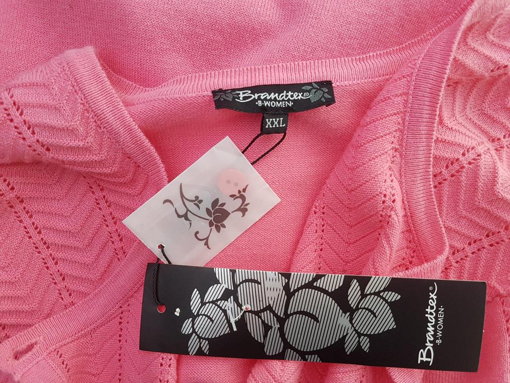 20190605_163227.jpg Brandtex Rozmiar XXL Kolor Różowy Okrągły dekolt Długi Zapinany Kardigan Długi rękaw Materiał Bawełna Cienka dzianina