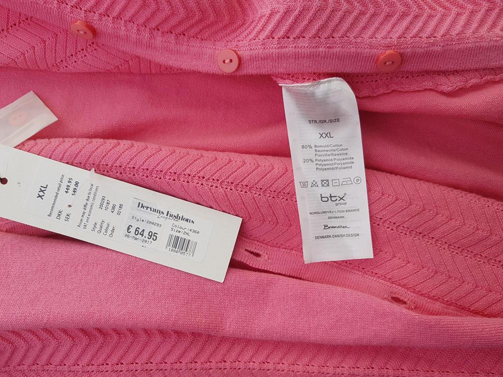 20190605_163249.jpg Brandtex Rozmiar XXL Kolor Różowy Okrągły dekolt Długi Zapinany Kardigan Długi rękaw Materiał Bawełna Cienka dzianina
