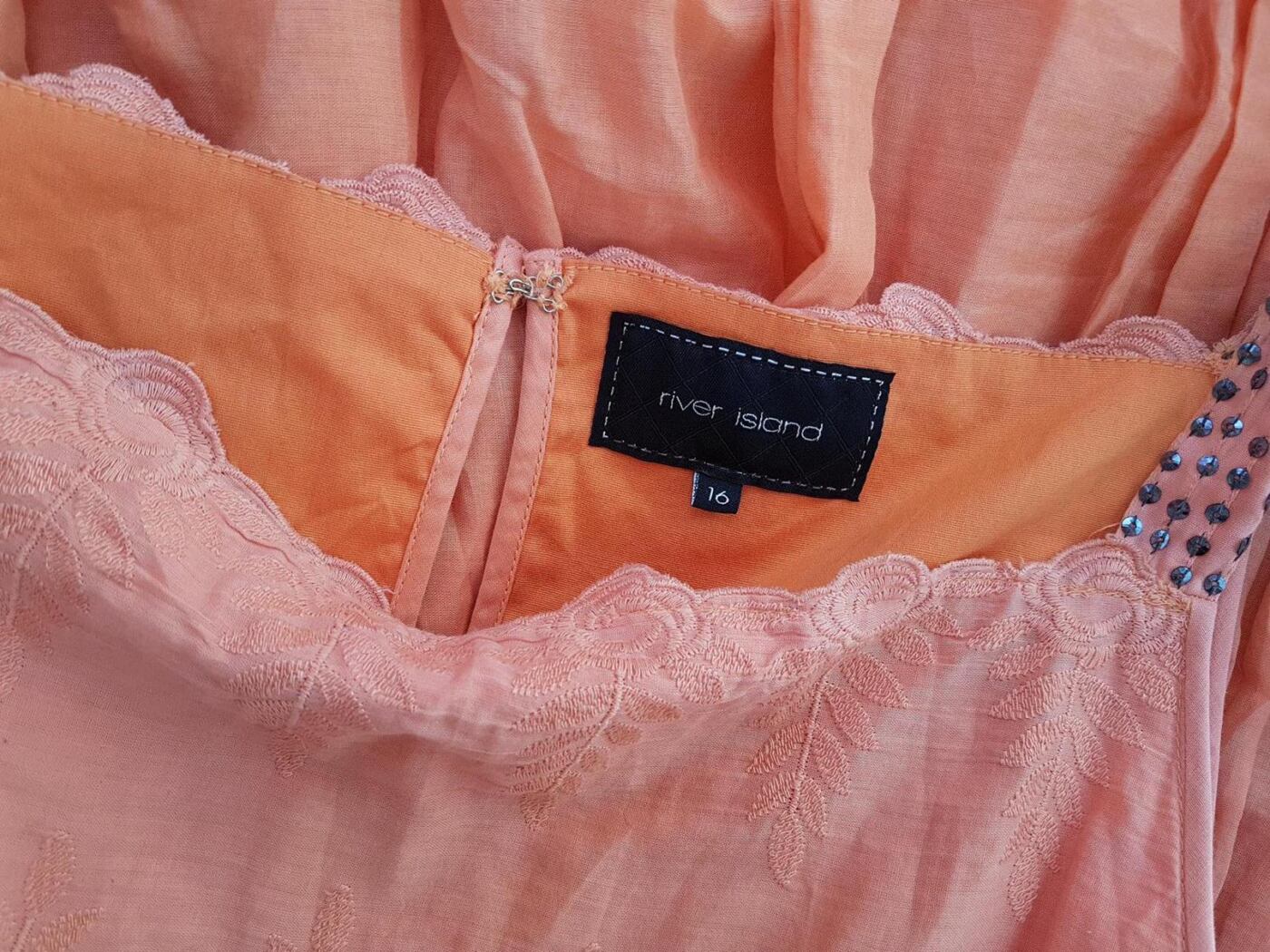 River island Rozmiar 44 Kolor Pomarańczowy Odkryte Ramiona Sukienka A-Line Bezrękawnik Do Kolan Materiał Bawełna 100% River island Rozmiar 44 Kolor Pomarańczowy Odkryte Ramiona Sukienka A-Line Bezrękawnik Do Kolan Materiał Bawełna 100%