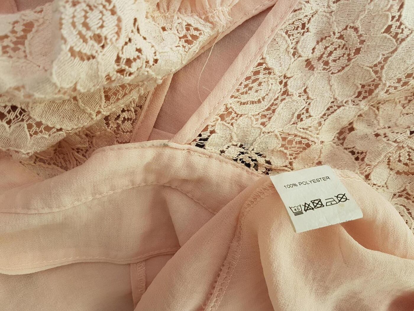 River island Rozmiar 14 (L) Kolor Różowy Kołnierz Bluzka Zapinana Długi rękaw