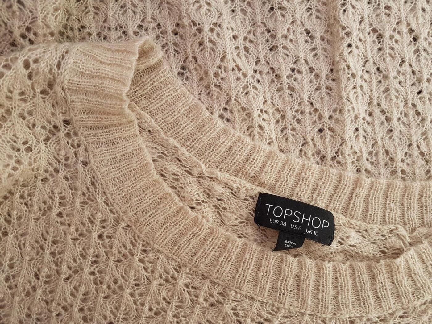 20190606_132831_r1.jpg Topshop Rozmiar 38 Kolor Beżowy Okrągły dekolt Sweter Długi rękaw Materiał Akryl