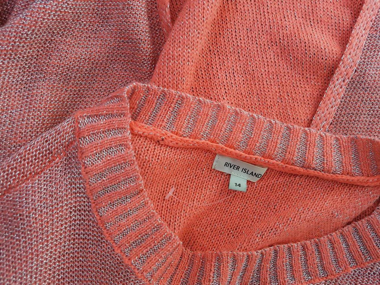 River island Rozmiar 14 (42) Kolor Różowy Crew Neck Sweter Długi rękaw Materiał Wiskoza Cienka dzianina
