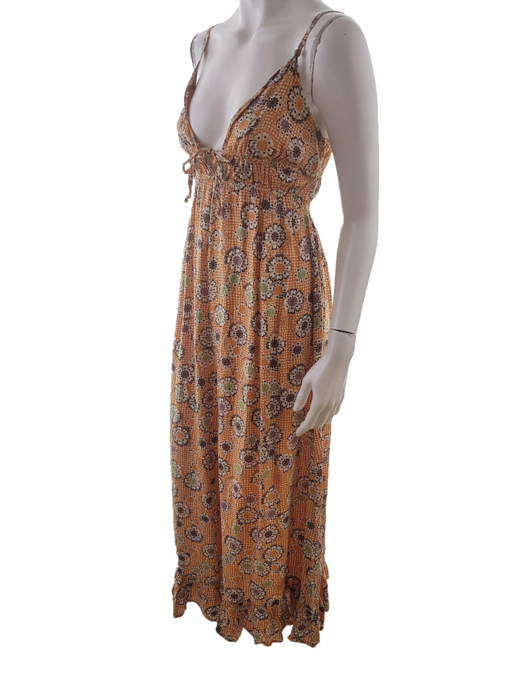 River island Rozmiar 10 (38) Kolor Pomarańczowy Odkryte Ramiona Sukienka Maxi Bezrękawnik Długa Materiał Wiskoza 100% River island Rozmiar 10 (38) Kolor Pomarańczowy Odkryte Ramiona Sukienka Maxi Bezrękawnik Długa Materiał Wiskoza 100%