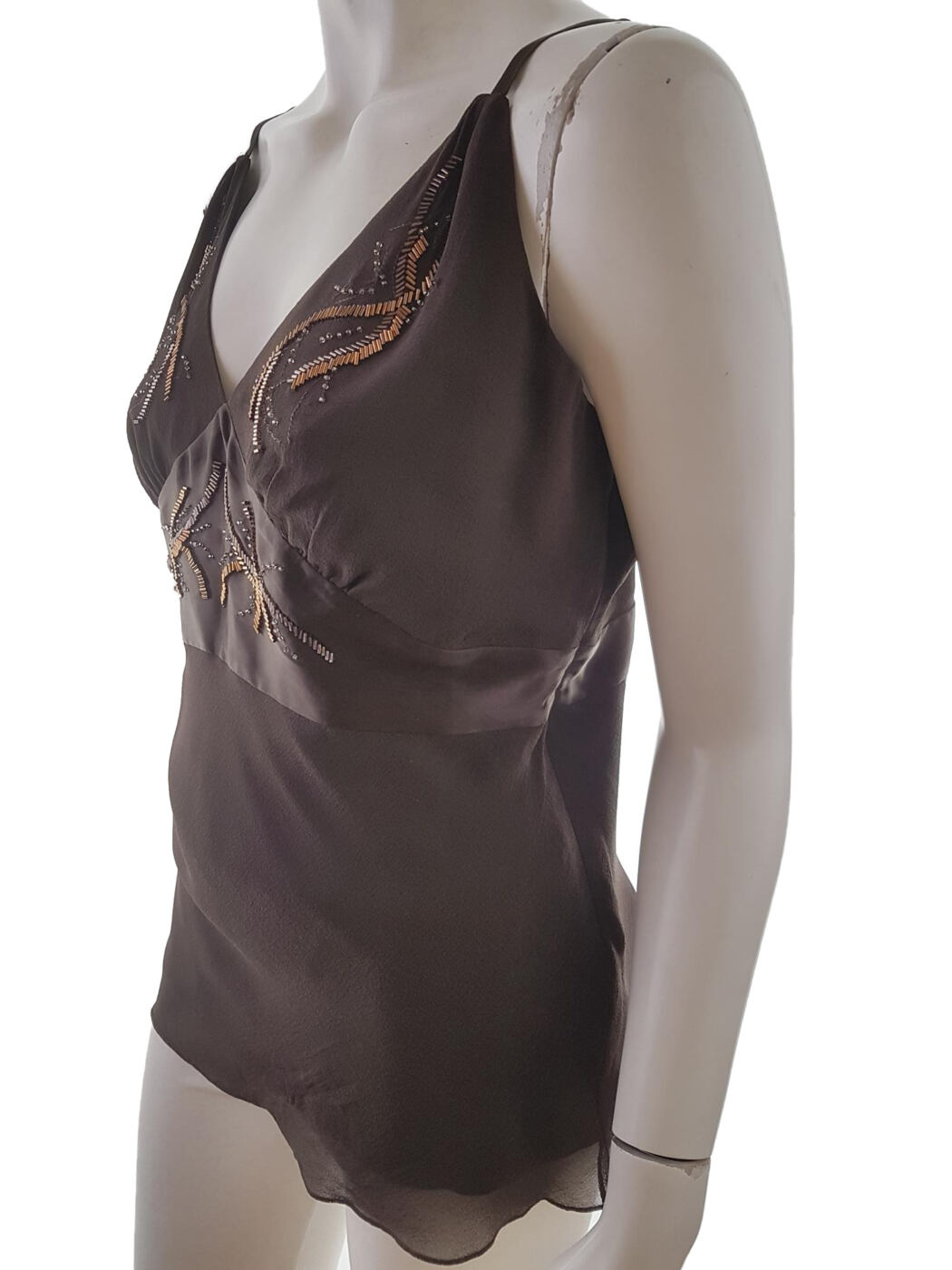 20190612_113518.jpg Limited Collection Rozmiar 14 (42) Kolor Brązowy W serek Bluzka Bezrękawnik Materiał Jedwab 100%