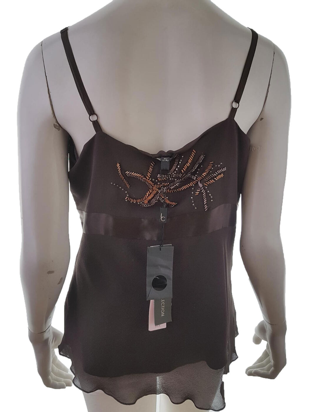 20190612_113531.jpg Limited Collection Rozmiar 14 (42) Kolor Brązowy W serek Bluzka Bezrękawnik Materiał Jedwab 100%