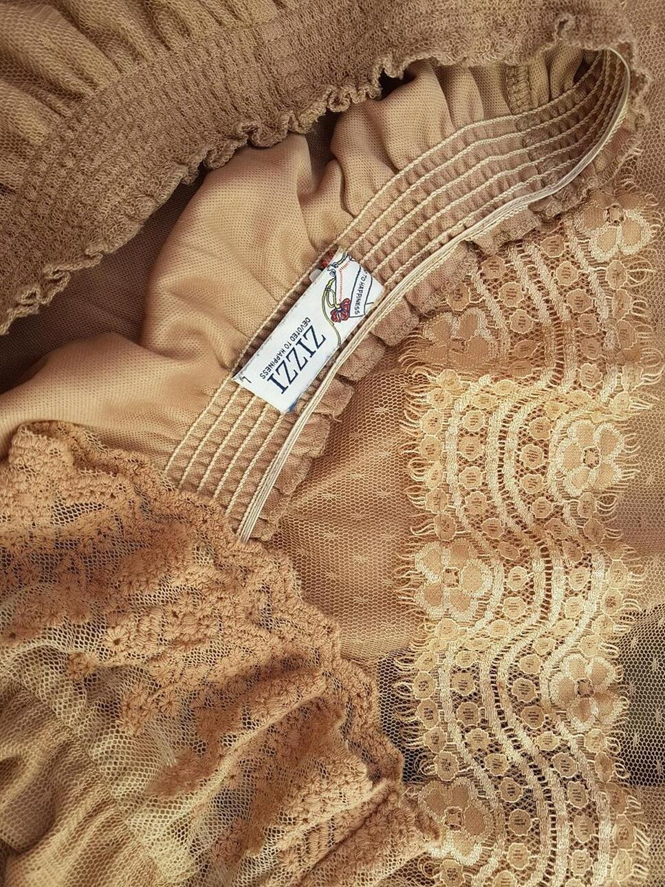 Zizzi Rozmiar L Kolor Brązowy Okrągły dekolt Sukienka Mini Rękaw 3/4 Krótka Zizzi Rozmiar L Kolor Brązowy Okrągły dekolt Sukienka Mini Rękaw 3/4 Krótka