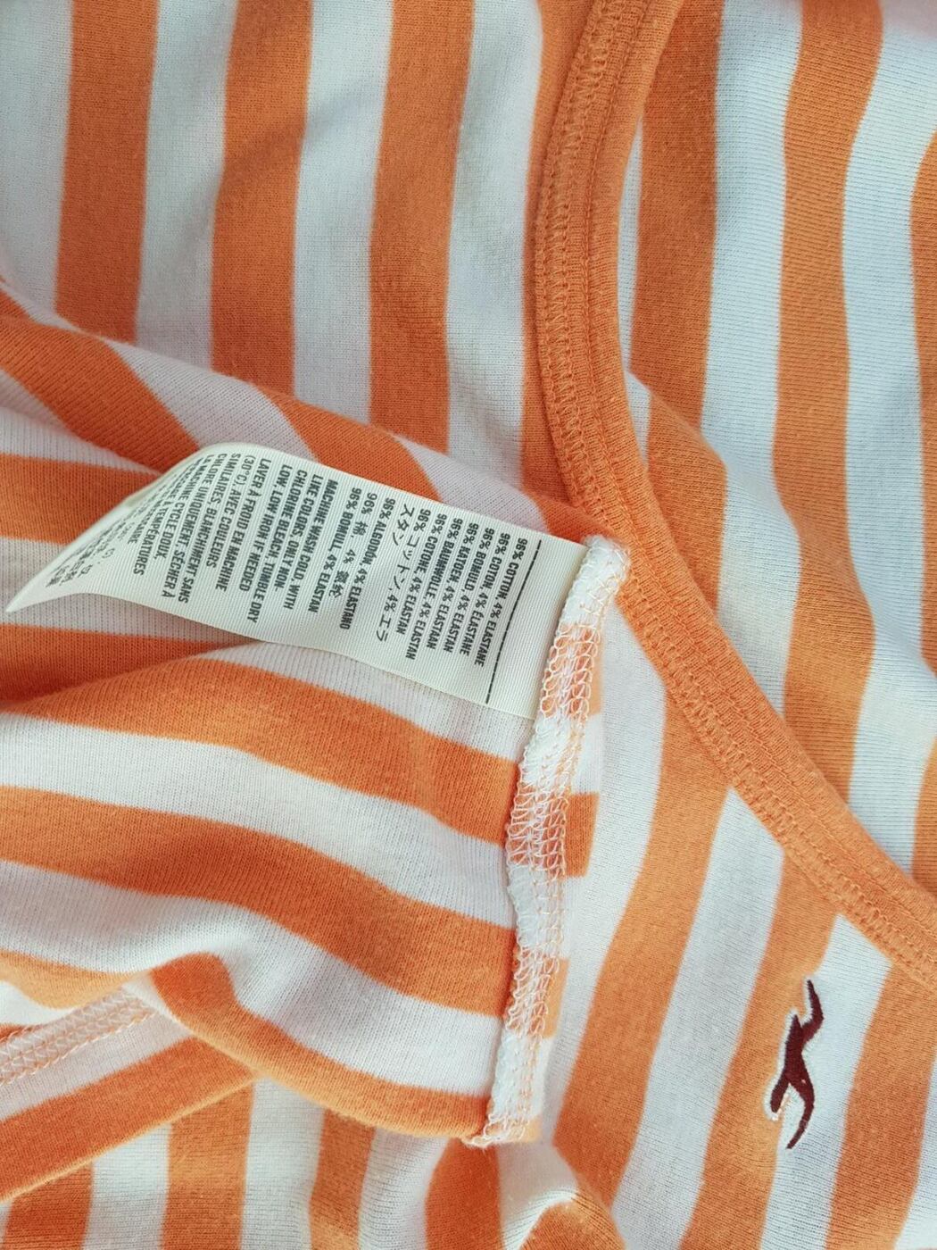 Hollister Rozmiar L Kolor Pomarańczowy Pasy Dekolt U Tunika Bluzka Krótki rękaw Materiał Bawełna
