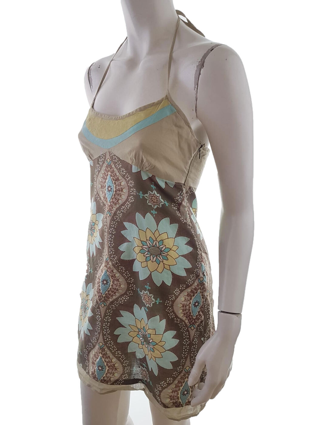 Oasis Rozmiar 10/36 Kolor Zielony Halter Sukienka Mini Bezrękawnik Krótka Materiał Bawełna 100% Oasis Rozmiar 10/36 Kolor Zielony Halter Sukienka Mini Bezrękawnik Krótka Materiał Bawełna 100%