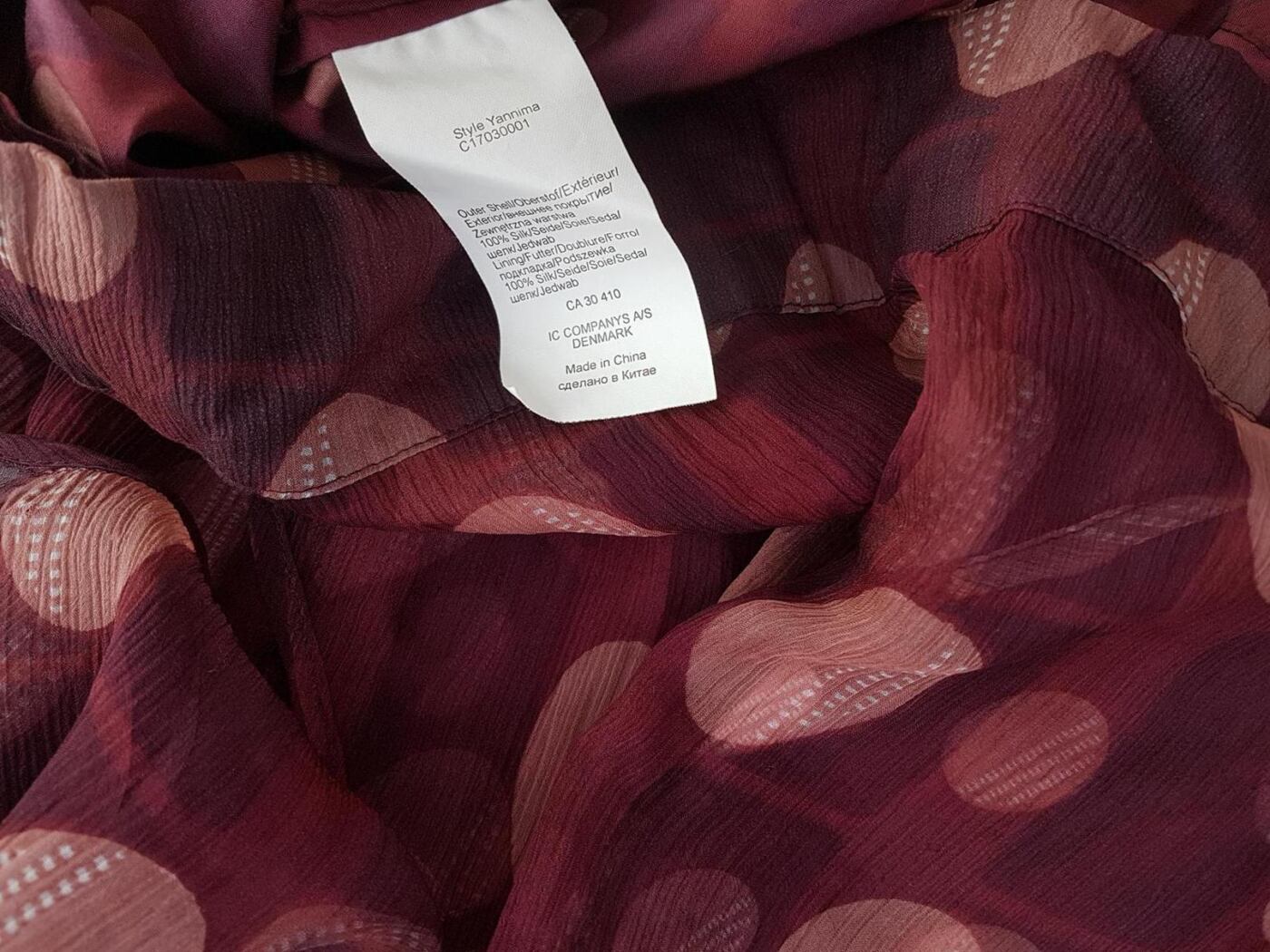 InWear Rozmiar 14 (42) Kolor Brązowy Grochy Kwadratowy dekolt Bluzka Kopertowa Długi rękaw Materiał Jedwab 100%