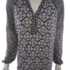 Monsoon Rozmiar 42 Kolor Czarny Romby Split Crew Neck Tunika Bluzka Długi rękaw